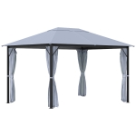 Outsunny 13' x 10' Outdoor Patio Gazebo Canopy with PA Coated Polyester Roof, Steel/Aluminum Frame & Sidewalls, Grey