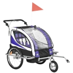 Aosom Folding Child Bike Baby Trailer with Safety Flag, Light Reflectors, & 5 Point Harness, Purple