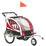 Aosom Folding Child/Pet Bike Baby Trailer with Safety Flag, Light Reflectors, & 5 Point Harness, Red