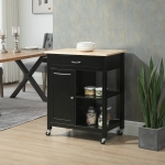 HOMCOM Rolling Kitchen Cart with Wood Top & Drawer, Kitchen Island on Wheels for Dining Room, Black | Aosom Canada