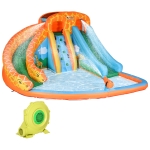 Outsunny 4-in-1 Kids Inflatable Bounce House Jumping Castle with 2 Slides, Climbing Wall, Pool Area & Water Gun