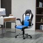 HOMCOM Racing Car Office Chair Swivel Excutive Computer Gaming Chair with Adjustable Armrest (Blue)