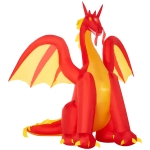 HOMCOM 9.5ft Halloween Inflatables, Giant Inflatable Fire Dragon, Blow Up Outdoor LED Yard Display, Waterproof