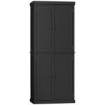 HOMCOM Freestanding Modern 4 Door Kitchen Pantry, Storage Cabinet Organizer with 6-Tier Shelves, and 4 Adjustable Shelves, Black