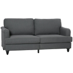 HOMCOM 3-Seater Sofa Couch, 71" Modern Linen Fabric Sofa with Rubber Wood Legs and Slatted Frame for Living Room, Bedroom and Apartment, Gray