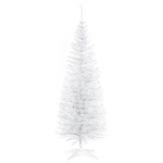 HOMCOM 5ft Artificial Pencil Christmas Tree, Slim Xmas Tree with 294 Realistic Branch Tips and Foldable Metal Stand, White