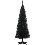 HOMCOM 5ft Artificial Pencil Christmas Tree, Slim Xmas Tree with 294 Realistic Branch Tips and Foldable Metal Stand, Black