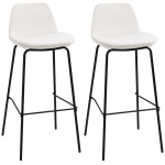 HOMCOM 29.5" Seat Height Bar Stools, Set of 2, Upholstered Bar Chairs, Armless Barstools with Back, Steel Legs, Cream White