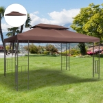 Outsunny 13' x 10' Gazebo Replacement Canopy 2 Tier Top UV Cover Pavilion Garden Patio Outdoor, Brown (TOP ONLY)