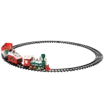 Qaba Electric Train Set for Kids, Battery-Powered Christmas Train Toy Set with Sounds & Lights, Classic Toy Train Set with Gifts Box for 3-8 Years Old Boys Girls, Red