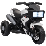 Aosom 6V Kids Motorcycle Dirt Bike Electric Battery-Powered Ride-On Toy Off-road Street Bike w/ Music Horn Headlights Motorbike for Girls Boy White