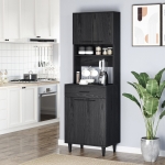 HOMCOM Modern Kitchen Buffet with Hutch Wooden Storage Cupboard with Microwave Counter 2 Cabinet and Drawer for Dining Room Living Room Black