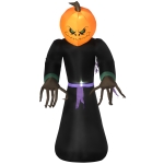 HOMCOM 7ft Tall Inflatable Halloween Pumpkin Reaper Light Up Yard Decoration with LED Lights and Fan
