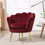 HOMCOM Modern Accent Chair, Velvet-Touch Fabric Leisure Club Chair with Gold Metal Legs for Living Room Bedroom, Wine Red