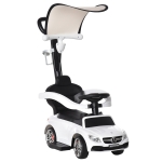 Aosom 3 in 1 Ride on Push Car Sliding Walking Car for Toddlers with Sun Canopy, Horn Sound, Safety Bar, Cup Holder for 12-36 Months, White
