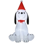 HOMCOM 6ft Christmas Inflatable Puppy Dog Wearing a Santa Hat, Outdoor Blow-Up Yard Decoration with LED Lights Display