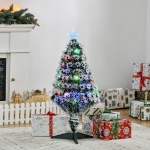 HOMCOM 3ft Pre-Lit LED Optical Fiber Christmas Tree w/ Stand