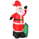 HomCom 8FT Outdoor Santa Claus Christmas Holiday Inflatable Christmas Santa Lawn Decoration- Santa Claus with Gift Bag