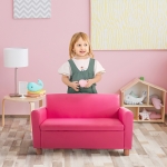 Qaba 33" Kids Loveseat Sofa Child Upholstered Couch Armchair with Storage Compartment Pink