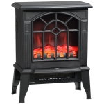 HOMCOM Electric Fireplace Heater, Fireplace Stove with Realistic LED Flames and Logs, Remote Control and Overheating Protection, 750W/1500W, Black