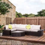 Outsunny 6pcs Outdoor Wicker Sectioanal Set All Weather Wicker Rattan Conversation Coffee Table Chair Garden Reclining Lounging Sofa Set Patio Furniture