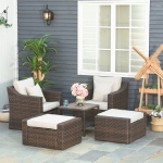 Outsunny 5-Piece Rattan Patio Set Beige