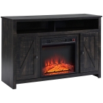 HOMCOM Electric Fireplace TV Stand for TV's up to 50" Flat Screen, Living Room Media Entertainment Console with Doors, Shelves, and Cable Management, Espresso