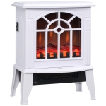HOMCOM Electric Fireplace Heater, Freestanding Fireplace Stove with Realistic Log Flame LED Effect and Overheat Protection, White