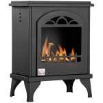 HOMCOM Ethanol Fireplace, 9.75" Freestanding Stove Heater 0.4 Gal Max 470 Sq. Ft., Burns up to 3 Hours, Black