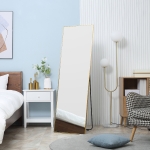HOMCOM Full-Length Dressing Mirror, Hanging or Leaning, Aluminum Alloy Full Body Mirror for Bedroom, Living Room, Golden Frame