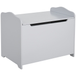 Qaba Kids Wooden Toy Storage Box Organizer Chest with Safety Pneumatic Rod, Large Chest Space, & Groove Handle - Grey
