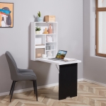 HOMCOM Wall Mounted Convertible Desk Storage Black Board