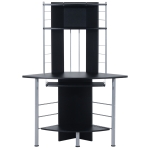 HOMCOM 62" Arch Corner Computer Desk with Printer Hutch and Storage Shelf - Black