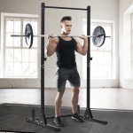 Soozier Adjustable Power Squat Rack Home Exercise Barbell Fitness Cage - Black