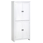 HOMCOM 72" Freestanding 4-Door Kitchen Pantry, Storage Cabinet Organizer with 4-Tiers, and Adjustable Shelves, White
