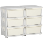Qaba Kids Toy Storage Organizer with 6 Drawers, 3 Tier Kids Storage Units, Toy Organizer for Nursery Playroom Kindergarten, Cream