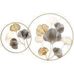 HOMCOM 3D Metal Wall Art Modern Ginkgo Leaves Hanging Wall Sculptures Home Decor for Living Room Bedroom Dining Room, 40" x 26", Gold