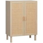 HOMCOM Kitchen Cabinet, Storage Cabinet, Sideboard Floor Accent Cabinet w/ 2 Rattan Doors & Adjustable Shelves for Living Room, Dining Room, Bedroom, Entryway, Natural