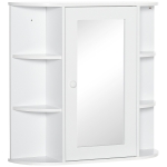 HOMCOM Over-the-Sink Bathroom Storage Organizer Cabinet with Mirrored Door and Multiple Shelves - White