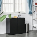 HOMCOM Modern Stylish Buffet Sideboard, High Gloss Kitchen Storage Cabinet Cupboard Push Open Design w/ 2 Drawer, 2 Doors, Adjustable Shelf, Black