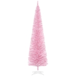HOMCOM 7ft Slim Artificial Christmas Tree, Pencil Shaped, Pink