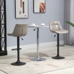 HOMCOM Adjustable Bar Stools Set of 2, Modern Kitchen Stools, 360 Degree Swivel Bar Height Chairs in PU Leather with Footrest, Grey