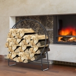 HOMCOM 40 Inch Heavy Duty Firewood Rack Indoor Outdoor Log Holder 264lbs, Black