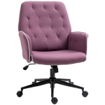 Vinsetto Modern Mid-Back Tufted Linen Fabric Home Office Task Chair with Arms Swivel Adjustable - Purple