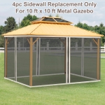 Outsunny Replacement Mosquito Netting for Gazebo 10' x 13' Black Screen Walls for Canopy with Zippers for Parties and Outdoor Activities