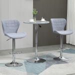 HOMCOM Set of 2 Counter Height Bar Stools Swivel Stool Height Adjustable Bar Chairs with Footrest for Kitchen Dining Home Pub, Grey