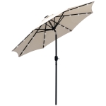 Outsunny 8.8ft Solar Patio Umbrella Outdoor Sunshade 24 LED Lights Tilt Canopy Cream