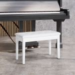 HOMCOM Faux Leather Padded Double / Duet Piano Bench w/ Music Storage - White
