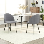 HOMCOM Set of 2 Modern Dining Chairs, Mid-Back Velvet-touch Upholstery Side Chair Table Chair for Living Room Dining Room, Grey