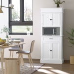 HOMCOM 72"H Modern Freestanding Kitchen Pantry Cabinet Cupboard with Doors, Open and Adjustable Shelves, White